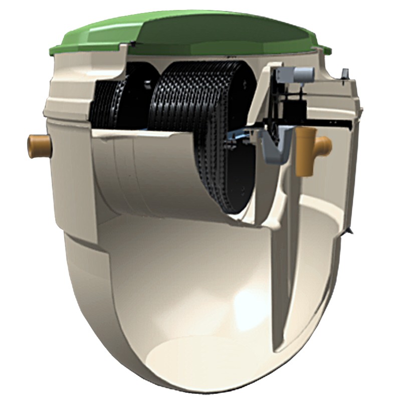 Klargester BAX Biodisc 9 persons 1250mm invert pumped outlet PSR